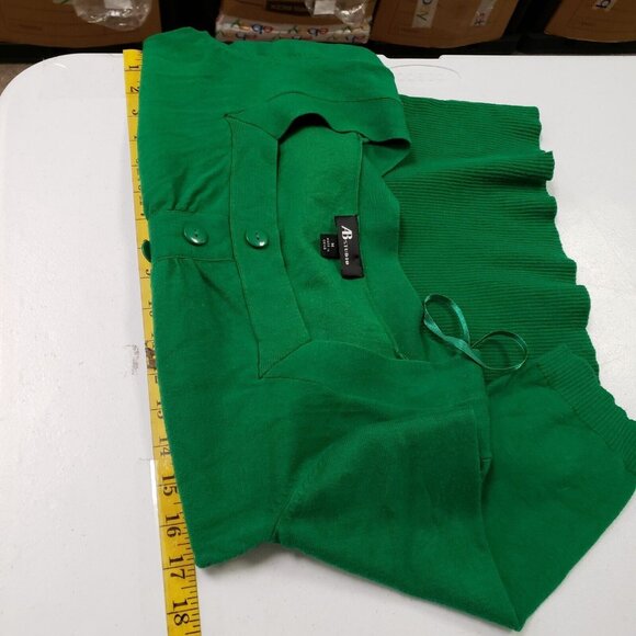 AB Studio Womens Y2K Preppy Babydoll Top Size M Kelly Green Office Square Neck - Picture 6 of 9